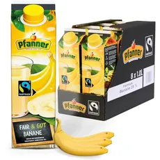 Pfanner Fairtrade Bananen Nektar (8 x 1 l) - min. 25 % Fruchtgehalt - fruchtig-milder Saft - Fruchtgetränk im Vorratspack