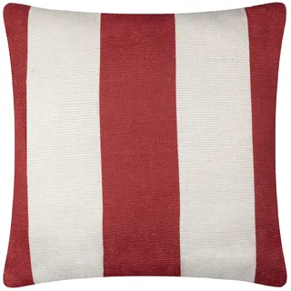 furn. Deck Stripe Woven Outdoor Kissen mit Polyesterfüllung – Weiß/Rot – 59 x 59 cm