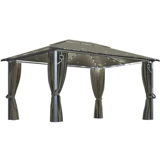 vidaXL Gartenpavillon 4 x 3 m inkl. 4 Seitenteile Taupe