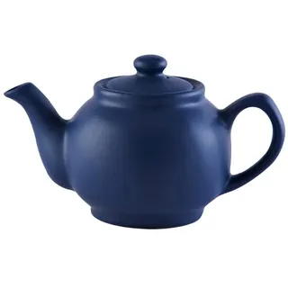 Price & Kensington Englische Teekanne für 2 Tassen, aus hochwertigem Steingut, Teekännchen matt blau, mikrowellen- und spülmaschinenfest, Vintage Teebereiter
