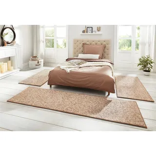 HANSE HOME Bettumrandung HANSE HOME "Wolly 2" Gr. 14, beige (beige, braun), H:12mm, Obermaterial: 100% Polypropylen, Bettumrandungen, Bettvorleger, 3-teiliger Läufer Set, Unifarben, Kurzflor, Bettläufer