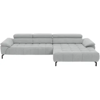 Beldomo Style Ecksofa , Grauweiß , Textil , Uni , Ottomane rechts, L-Form , 329x190 cm , erweiterbar, Fußauswahl, Stoffauswahl, Liegefunktion, seitenverkehrt erhältlich, Hocker erhältlich, Rücken echt, individuell planbar , Wohnzimmer, Sofas & Couches, Wohnlandschaften, Ecksofas