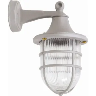 Licht-Erlebnisse Wandleuchte außen Glas Echt-Messing E27 IP64 H: 28 cm Grau Maritim Außenwandlampe - Grau