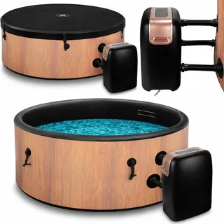 COIL Whirlpool SPA Aufblasbar, Schwimmbad mit Hydromassage, extra dünn, In- & Outdoor, 4 Personen, 150 cm, Tahiti