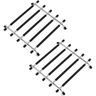 JJWNMLL topfuntersetzer Metall 2 pcs - schwarz Küchenarbeitsplatte Schutz topfuntersetzer Kohlenstoffstahl für heiße Pfannen Küchenarbeitsplatten Schutz mit Rutschfester Unterseite Gummifüßen