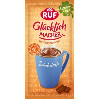 RUF Glücklichmacher Tassenpudding Schokolade, Cremepudding für schnelle Desserts, Tassencremepudding, nur Wasser hinzufügen, 1 x 59g Beutel