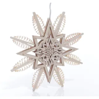 Fensterbild Spanstern mit LED-Beleuchtung natur Ø ca.27cm NEU Fensterdeko