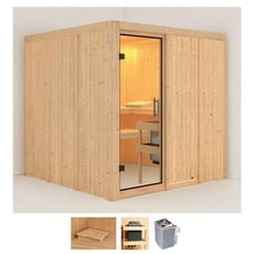 Bild Sauna »Romina«, (Set), 9-kW-Ofen mit integrierter Steuerung beige