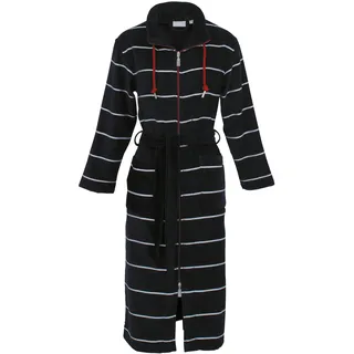 Damenbademantel CARL ROSS "522400" Gr. 32, blau (night blau, weiß), 32/34, Velours, Hausmäntel, Damenbademantel