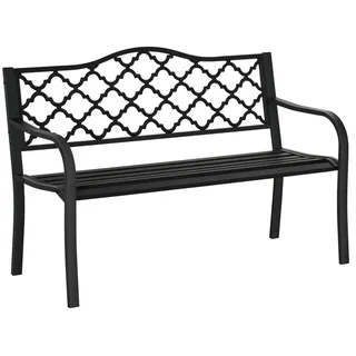 Outsunny Gartenbank, 2-Sitzer, bis 240 kg, 128 x 58,5 x 89 cm, Gusseisen, Schwarz , Metall , 128x89x58.5 cm , Gartenmöbel, Gartenbänke