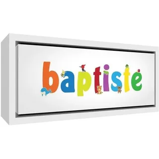 Little Helper Leinwand mit Rahmen aus Massivholz Weiß illustrativen Stil Bunt mit dem Namen de jeune Jungen Baptiste 19 x 46 x 3 cm klein