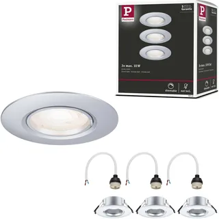Paulmann Einbauleuchte 3er Set rund 90mm GU10 Chrom matt