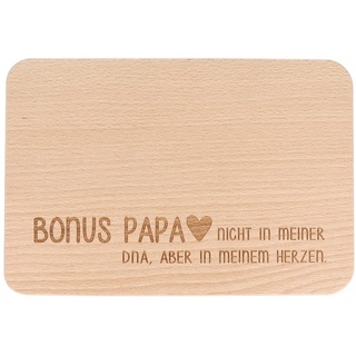 Spruchreif | Frühstücksbrettchen mit Gravur "Bonus Papa" | Geschenk für Stiefvater Papa zum Vatertag