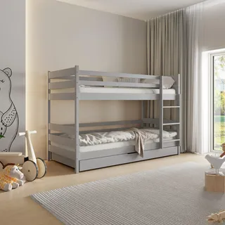 masseno Etagenbett Simba 80 x 190 cm Kiefer massiv Hellgrau