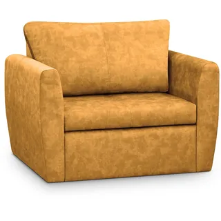 Schlafsessel KAMEL, Gelb, Loungesessel mit Bettfunktion, Bettkasten, Veloursstoff, Haustierfreundlich - Gelb