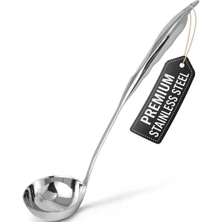 Zulay Küche Edelstahl Suppenkelle 30.5cm – Schöpfkelle mit langem Griff & großer Kapazität, ideal zum Rühren & Servieren von Suppen – Robuste Küchen Schöpflöffel für Suppe, Eintopf, Brühe und Soßen