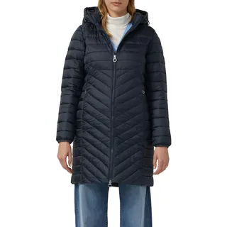 Steppmantel S.OLIVER, Damen, Gr. 42, blau (navy), Web, Obermaterial: 100% Polyester, unifarben, schmal ca. Mitte Oberschenkel, elastischer Bund, Mäntel Steppmantel, im Slim Fit, abnehmbare Kapuze