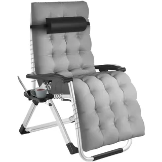 Tectake Cloud Sonnenliege 84 x 168 x 82,5 cm Hellgrau