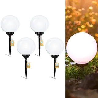 LUMILED Solarleuchten Garten 4er Set Solarlampen mit Erdspieß LED Solarlampe für außen Kaltweiß 6500K Solar Gartenleuchte 30 cm Solar-LED-Wegeleuchten Wegbeleuchtung Bodenleuchte 4 Stücke - Weiß