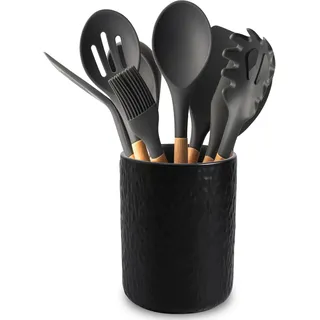 PORFOYO Küchenutensilienhalter Keramik, Utensilienhalter küche 12*16 CM, Küchenhelfer Aufbewahrung, Keramik-Utensilienhalter für die Aufbewahrung von Besteck, Kochlöffel und Zubehör