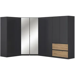 Rauch Möbel Eckkleiderschrank , Grau, Eiche Artisan , Holzwerkstoff , 8 Fächer , 2 Schublade(n) Schubladen , 208x197x298 cm , Blauer Engel, Goldenes M, BQ - Bündnis für Qualität, Made in Germany , Schrankfront mit Spiegel , Schlafzimmer, Kleiderschränke, Eckschränke
