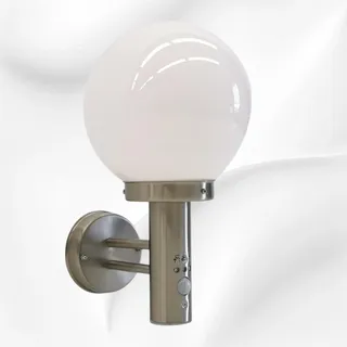 Trango 8005-PIRL LED IP44 Sensor Außenleuchte inkl. 1x E27 LED Leuchtmittel 3000K warmweiß *BO* Wandleuchte mit Bewegungsmelder Sensor aus Edelstahl und Kunststoff, Wegbeleuchtung, Wandlampe