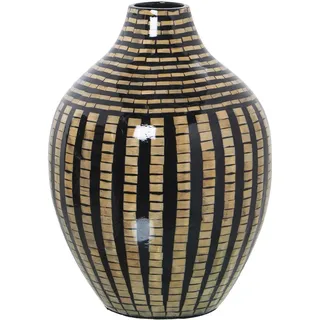 Tischvase aus Holz in Natur und Schwarz, 25 x 35 cm