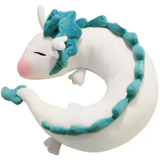 AIHANCH Anime Nackenkissen Drache White Dragon Plüschtier Kinder Reise Nackenkissen, Cute Kawaii Drachen Kuscheltier für Weihnachten Geburtstagsgeschenk