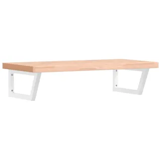vidaXL Waschbeckenregal Wandmontage Stahl und Massivholz Buche - Weiß