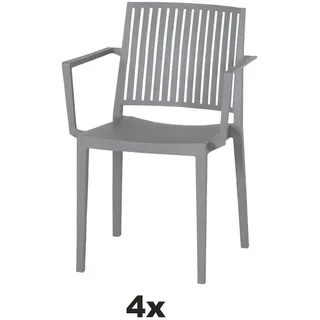 Siena Garden Stapelstuhl , Grau , Kunststoff , 57x80x56 cm , stapelbar, gastro- und objekttauglich, wetterbeständig, UV-beständig , Gartenmöbel, Balkonmöbel, Balkonstühle