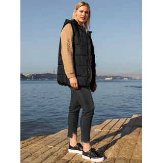 Steppweste SHEEGO, Damen, Gr. 44, schwarz, 100% Polyamid, unifarben, Westen Steppweste