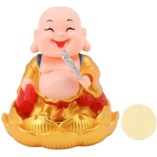 Haofy Solar Buddha Statue Solar Nickende Maitreya Auto Ornament Dekoration Kopfschütteln Spielzeug für Reichtum und Vermögen Solar Buddha Statue (Goldene Kleidung)