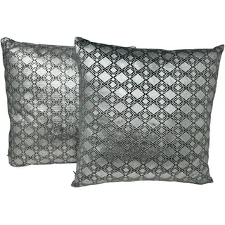 Jet-Line Dekokissen Raute Petrol Silber 2er Set 40 x 40 cm mit Füllung