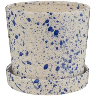 Butlers Blumenübertopf (2-teilig) Splash , Blau, Beige , Stein , 15 cm , Dekoration, Blumen & Blumentöpfe, Übertöpfe