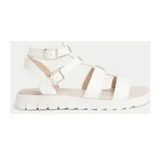 Girls M&S Collection Kids' Gladiator Sandals (1 Large - 6 Large) - White, White - 2 L