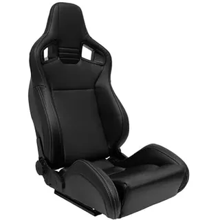 Auto-Style AutoStyle Sportsitze 'NK' - Schwarz Kunstleder + Grau Textil | Doppelseitig Verstellbare Rückenlehne - inkl. Laufschienen