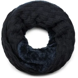 Stylebreaker "Feinstrick Loop mit Flecht Muster und Teddyfleece", 1 Stk., midnight, blau