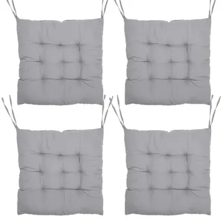 Tutamaz 4er Set Sitzkissen 40x40 cm Stuhlkissen mit Bindebändern- Anthrazit | rutschfester Halt mit Bindebändern, ideal für Gartenstühle und Balkon, Terrasse & Esszimmer