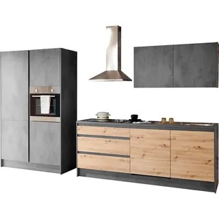 yourkitchen Küchenzeile Isis 325 cm artisan eichefarben/chromix anthrazit