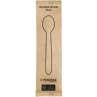 Tessera Bio Products QA124BWFSC Holzlöffel, 1/1 Verpackt, Naturfarbe, 16cm Länge, 100 Stück
