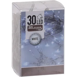 LED Lichterkette kalt weiß mit Timer - 3 m Länge mit 30 LED - Weihnachts Beleuchtung für Innen - Indoor Weihnachten Advent Winter Tisch Fenster Deko Batterie betrieben