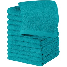 Utopia Towels Baumwoll-Waschlappen-Set – 100% ringgesponnene Baumwolle, Premium-Qualität, Flanell-Waschlappen, sehr saugfähig und weich, Fingerspitzen-Handtücher (12 Stück, Türkis)