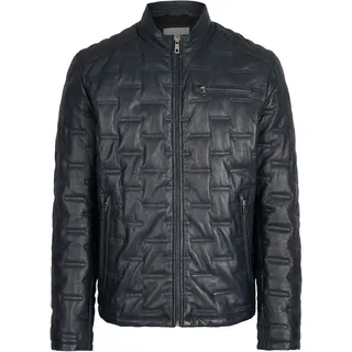 Lederjacke BUGATTI "BUSANDRO", Herren, Gr. 60, dunkelblau, Obermaterial: 100% Lammleder LEL., regular fit, Jacken Lederjacke, mit Stehkragen