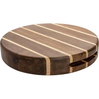 Grunwerg Rockingham Forest Multi-Holz Schneidebrett – Akazie, Verkohlte Akazie & Kautschukholz – Rund, Durchmesser von 25 cm, Extra-dick