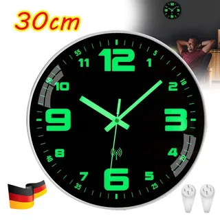 Leuchtend Wanduhr Funk Wanduhr Ohne Tickgeräusche Lautlos 30Cm Quarz Modern Groß
