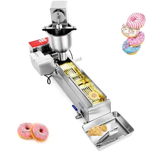 Vevor kommerzielle automatische Donut Maschine Maker, einreihige Herstellungsausrüstung aus Edelstahl (90 Stk./h) elektrische Donut-Fritteuse mit 3 Formengrößen für Bäckereien Restaurants Café