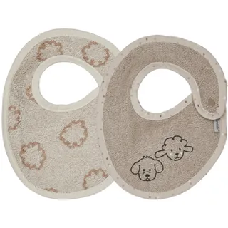 Sterntaler Lätzchen 2er Pack Bauernhof - Baby Lätzchen mit Wolken-Jacquard - Lätzchen aus saugfähiger Baumwolle mit Druckknopfverschluss, sandfarben