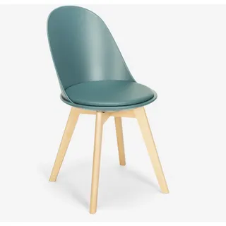Stuhl in Skandinavischen Design aus Holz mit Kissen für Küche Esszimmer Bib Nordica - Dunkel Grün - Grün
