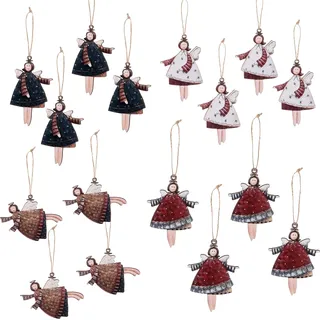 Sugfews 28 STK Weihnachts Kleine Engel Anhänger, Metall Engel Anhänger, Christmas Deco, Weihnachtsanhänger, Holz Schutzengel, Fensterschmuck Christbaumschmuck Deco