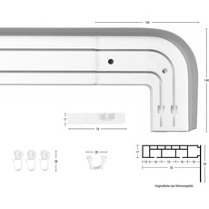 Bild Schienensystem »Kunststoffschiene mit Blende«, 2 läufig-läufig, Wunschmaßlänge, seitlich mit 2 Rundbögen (kein Spalt zwischen Vorhang und Wand)